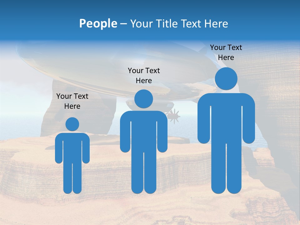 Zeppelin Flying Under Stone Arches PowerPoint Template