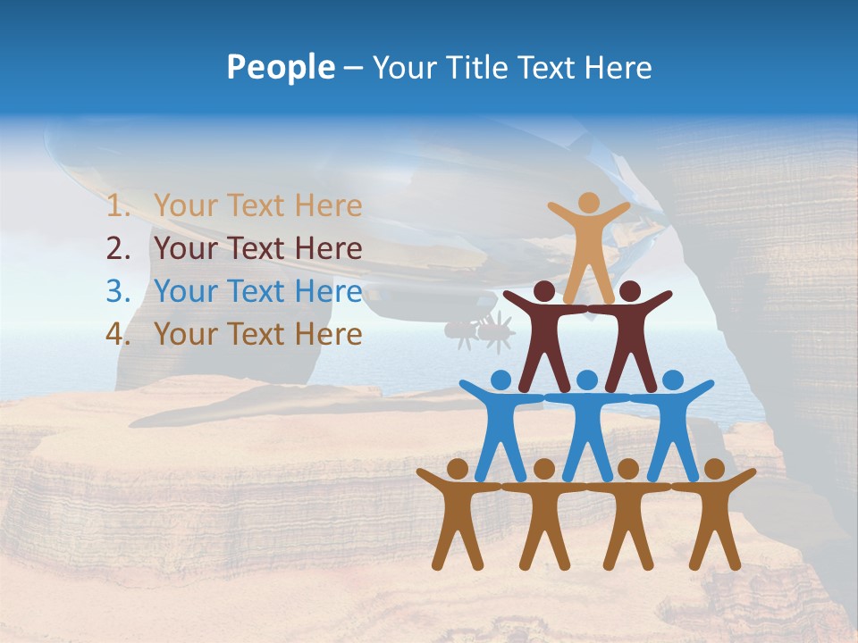 Zeppelin Flying Under Stone Arches PowerPoint Template