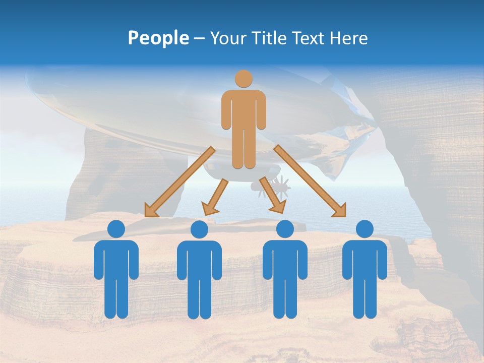 Zeppelin Flying Under Stone Arches PowerPoint Template