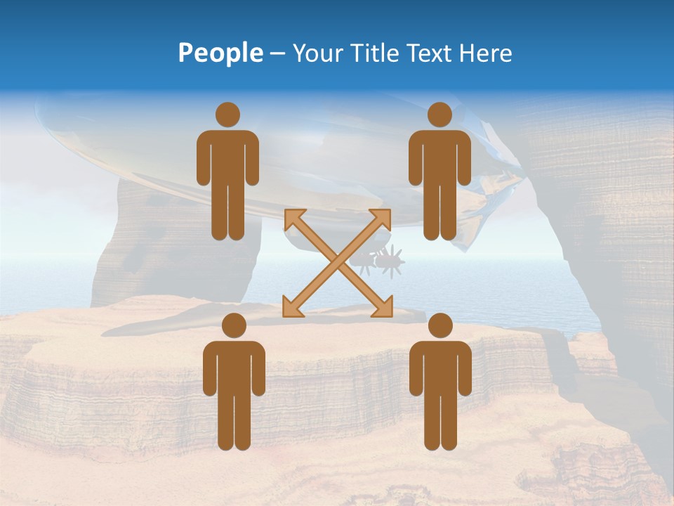 Zeppelin Flying Under Stone Arches PowerPoint Template