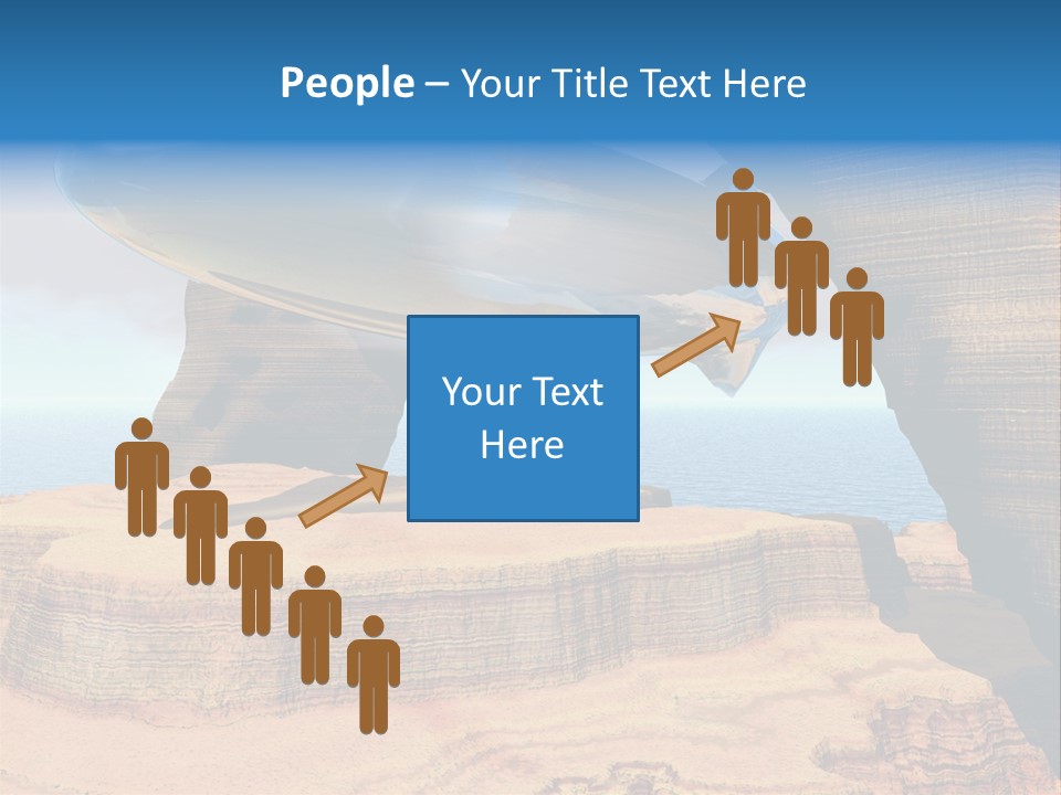 Zeppelin Flying Under Stone Arches PowerPoint Template