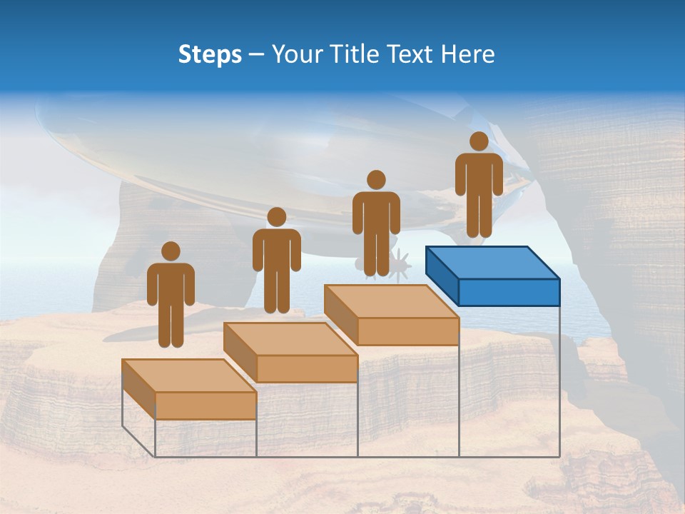 Zeppelin Flying Under Stone Arches PowerPoint Template