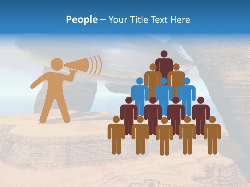 Zeppelin Flying Under Stone Arches PowerPoint Template