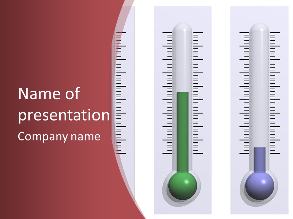 Perfect Cold, Warm, And Hot Thermometers Isolated On White PowerPoint Template