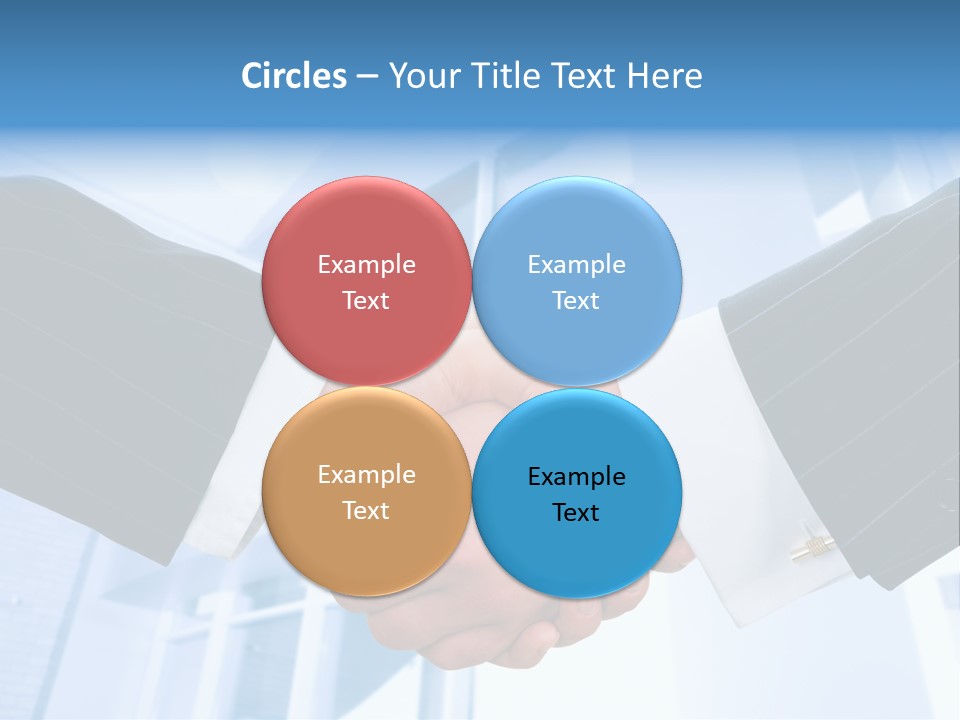 Image Of Businesspeople Handshake On The Background Of Office Building PowerPoint Template