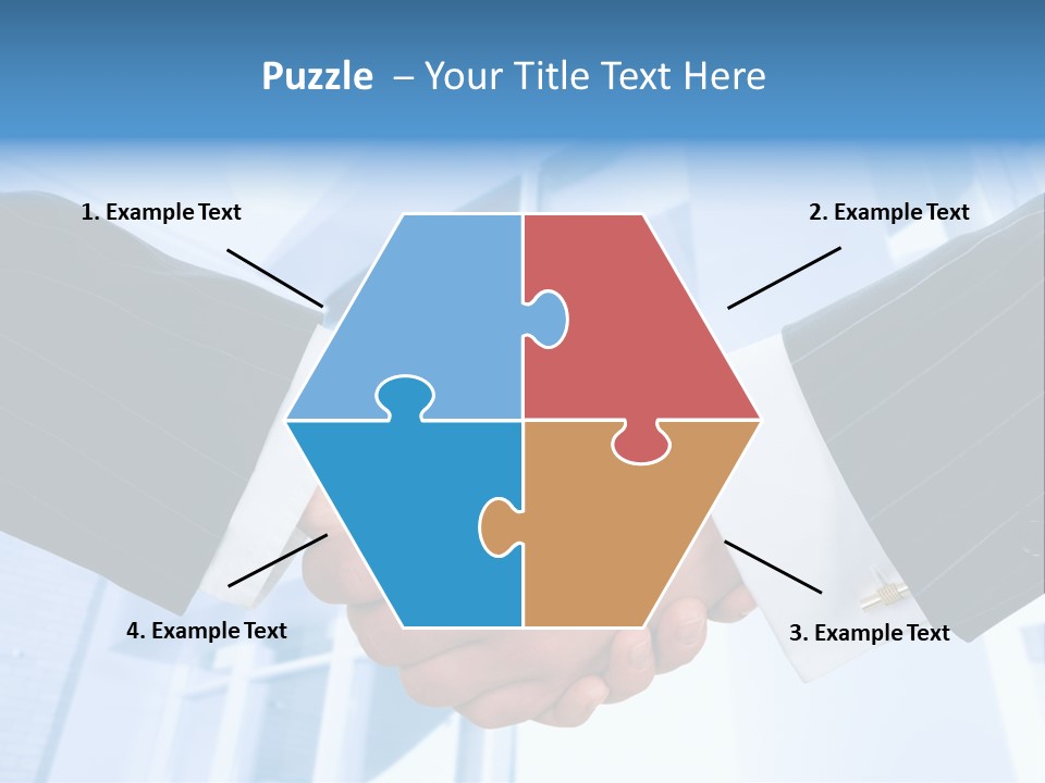 Image Of Businesspeople Handshake On The Background Of Office Building PowerPoint Template