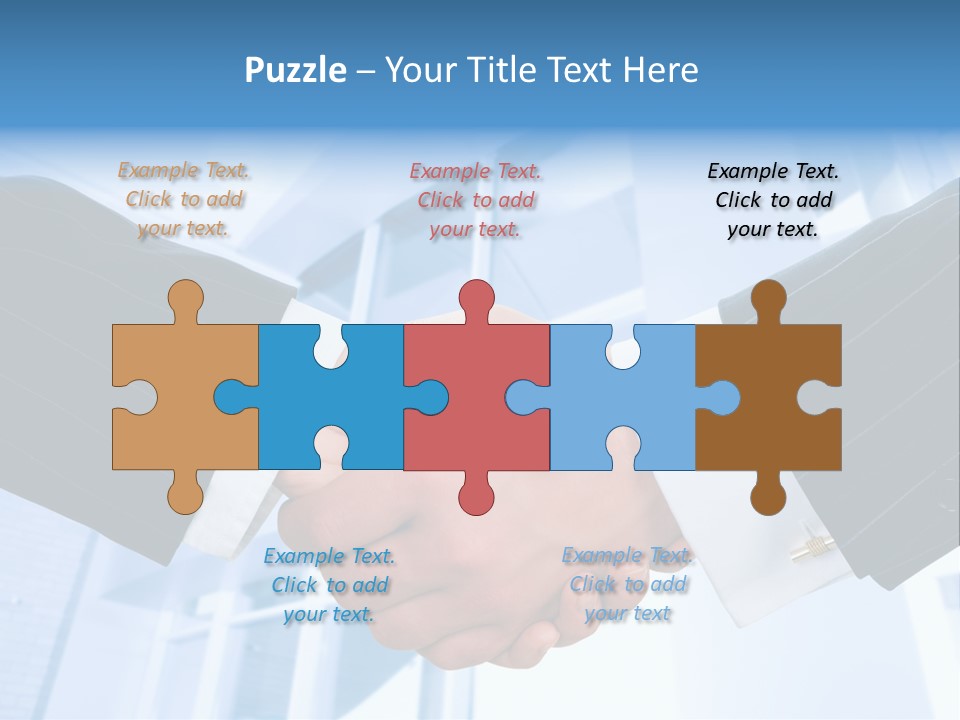 Image Of Businesspeople Handshake On The Background Of Office Building PowerPoint Template