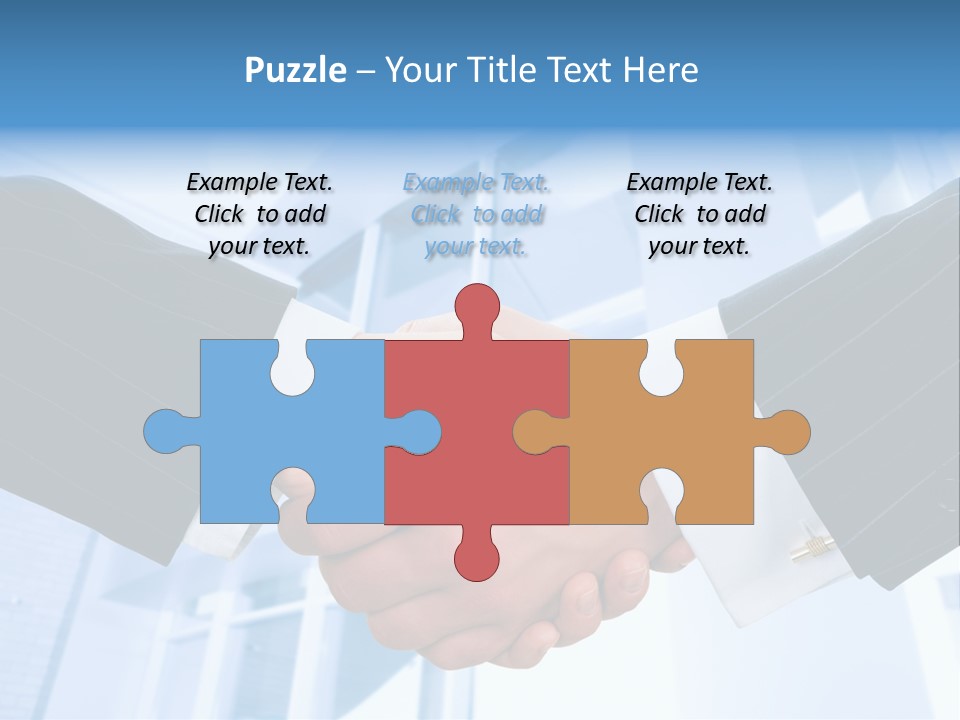 Image Of Businesspeople Handshake On The Background Of Office Building PowerPoint Template