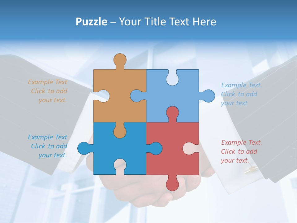 Image Of Businesspeople Handshake On The Background Of Office Building PowerPoint Template