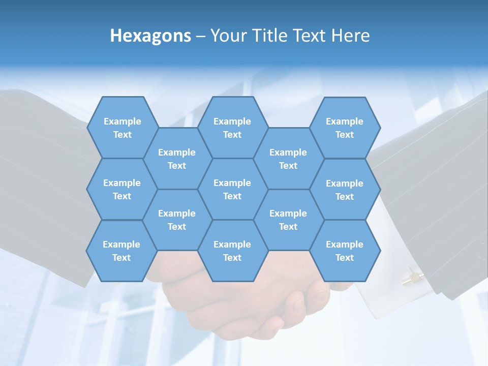 Image Of Businesspeople Handshake On The Background Of Office Building PowerPoint Template