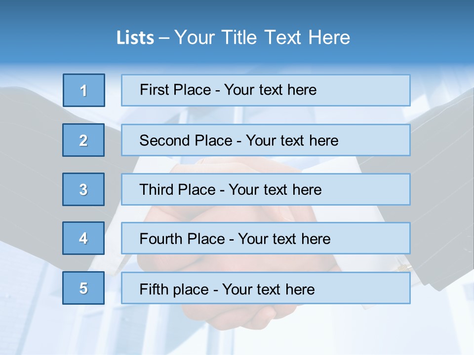 Image Of Businesspeople Handshake On The Background Of Office Building PowerPoint Template