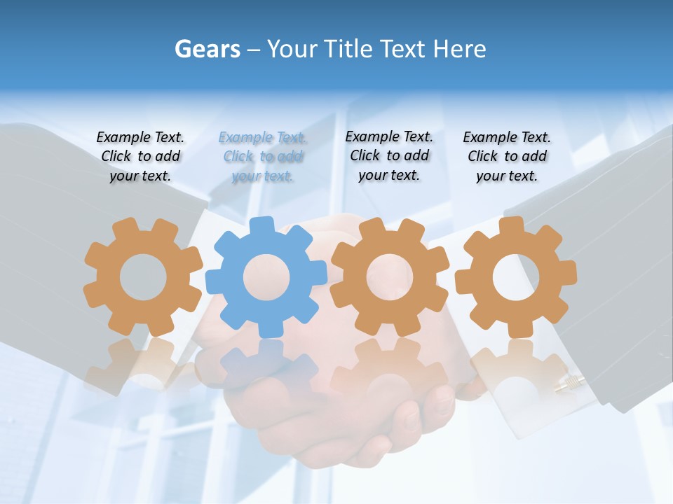 Image Of Businesspeople Handshake On The Background Of Office Building PowerPoint Template