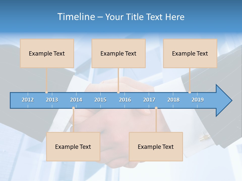 Image Of Businesspeople Handshake On The Background Of Office Building PowerPoint Template