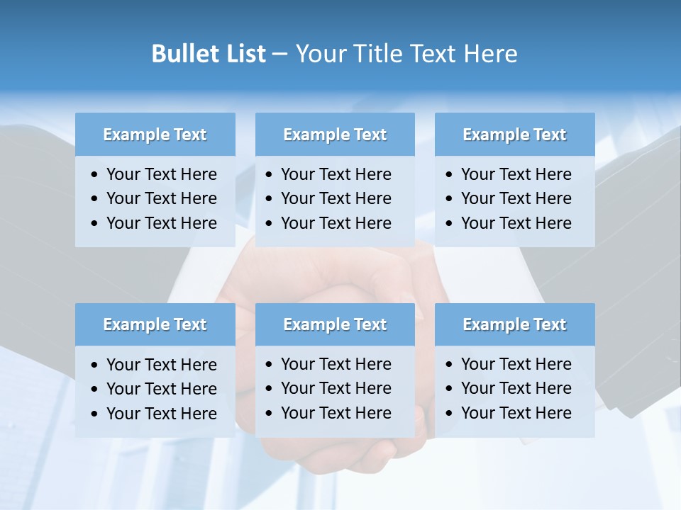 Image Of Businesspeople Handshake On The Background Of Office Building PowerPoint Template