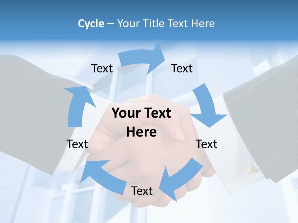 Image Of Businesspeople Handshake On The Background Of Office Building PowerPoint Template