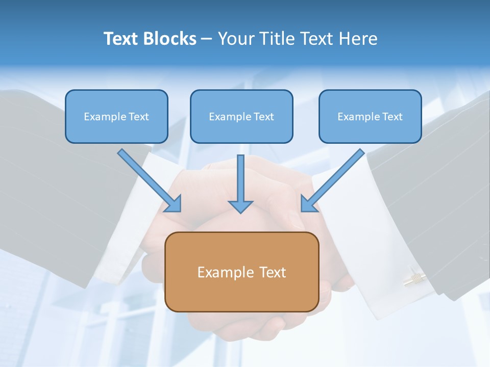 Image Of Businesspeople Handshake On The Background Of Office Building PowerPoint Template