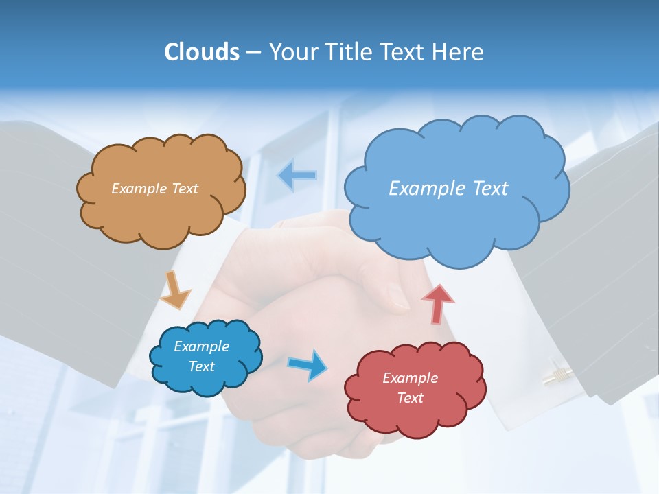 Image Of Businesspeople Handshake On The Background Of Office Building PowerPoint Template