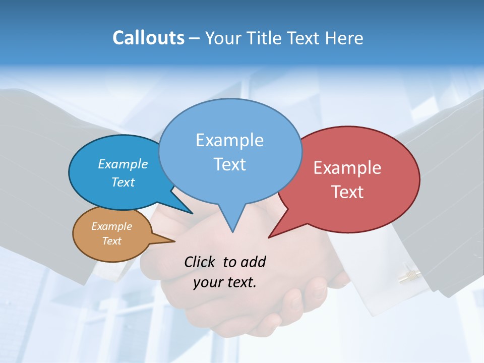 Image Of Businesspeople Handshake On The Background Of Office Building PowerPoint Template