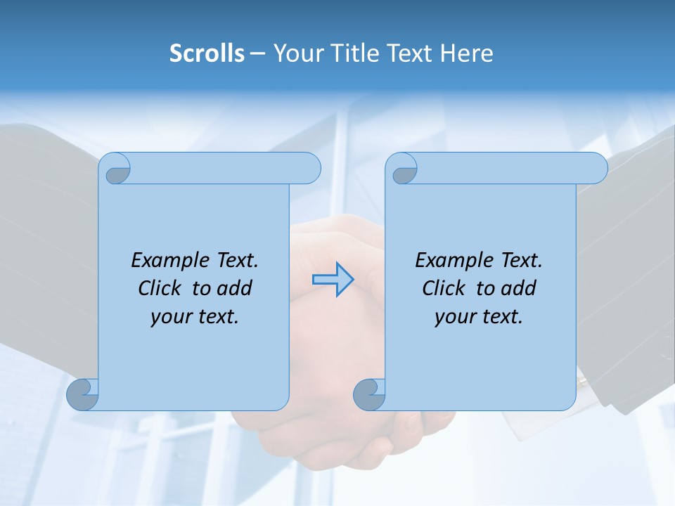 Image Of Businesspeople Handshake On The Background Of Office Building PowerPoint Template
