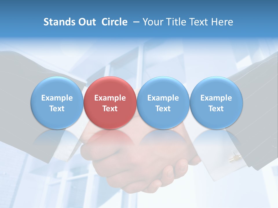 Image Of Businesspeople Handshake On The Background Of Office Building PowerPoint Template