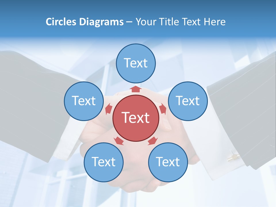 Image Of Businesspeople Handshake On The Background Of Office Building PowerPoint Template