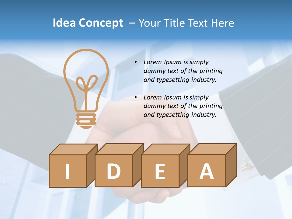 Image Of Businesspeople Handshake On The Background Of Office Building PowerPoint Template