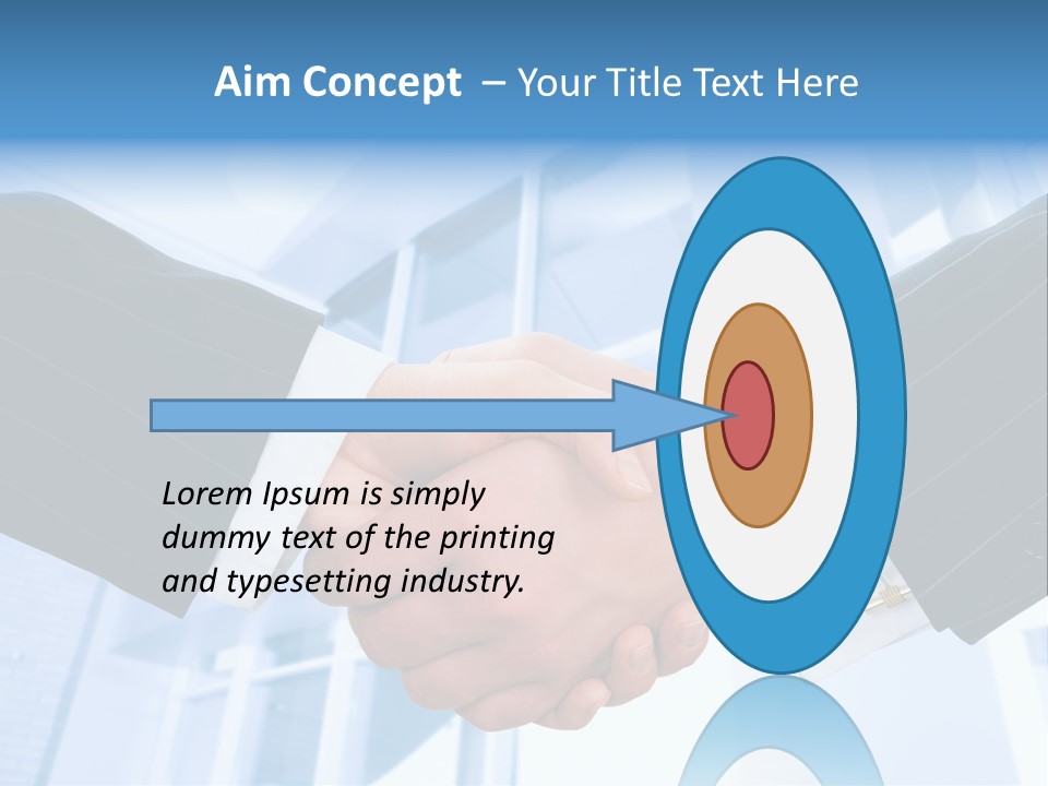 Image Of Businesspeople Handshake On The Background Of Office Building PowerPoint Template