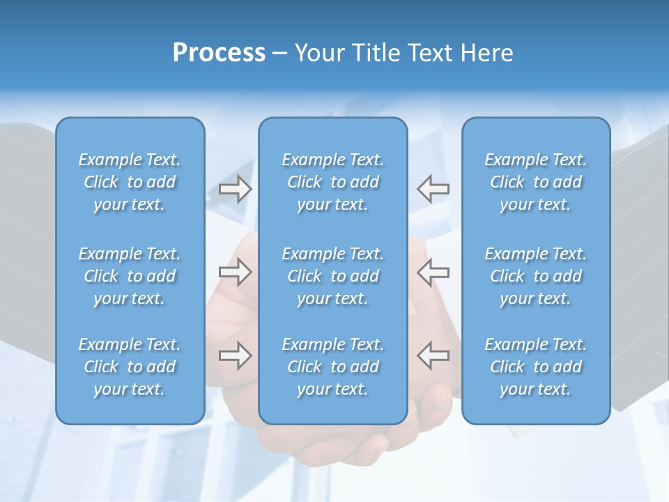 Image Of Businesspeople Handshake On The Background Of Office Building PowerPoint Template