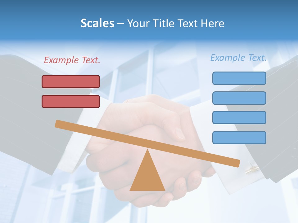Image Of Businesspeople Handshake On The Background Of Office Building PowerPoint Template