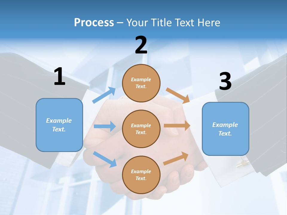 Image Of Businesspeople Handshake On The Background Of Office Building PowerPoint Template