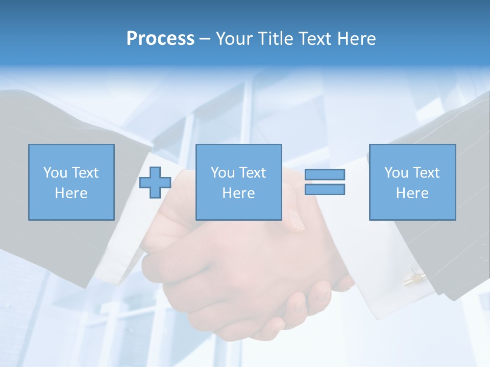 Image Of Businesspeople Handshake On The Background Of Office Building PowerPoint Template