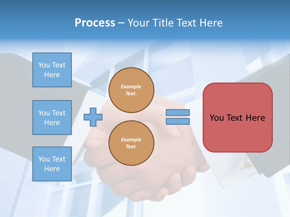 Image Of Businesspeople Handshake On The Background Of Office Building PowerPoint Template