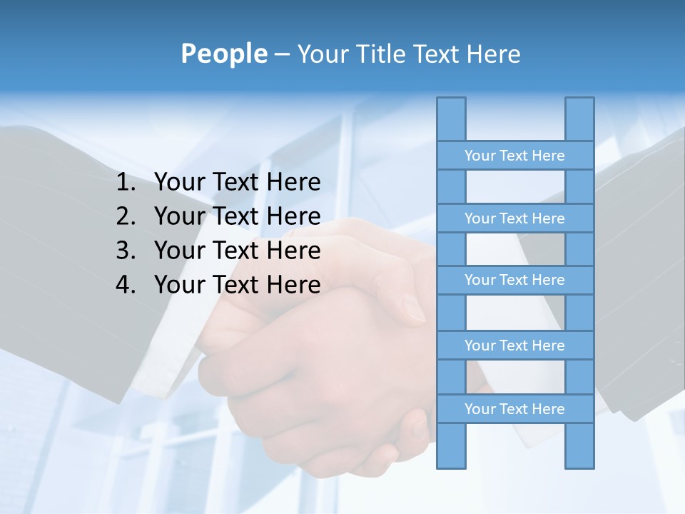 Image Of Businesspeople Handshake On The Background Of Office Building PowerPoint Template