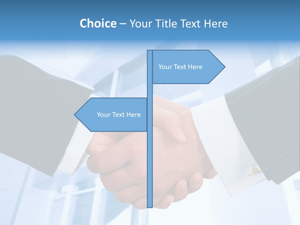 Image Of Businesspeople Handshake On The Background Of Office Building PowerPoint Template