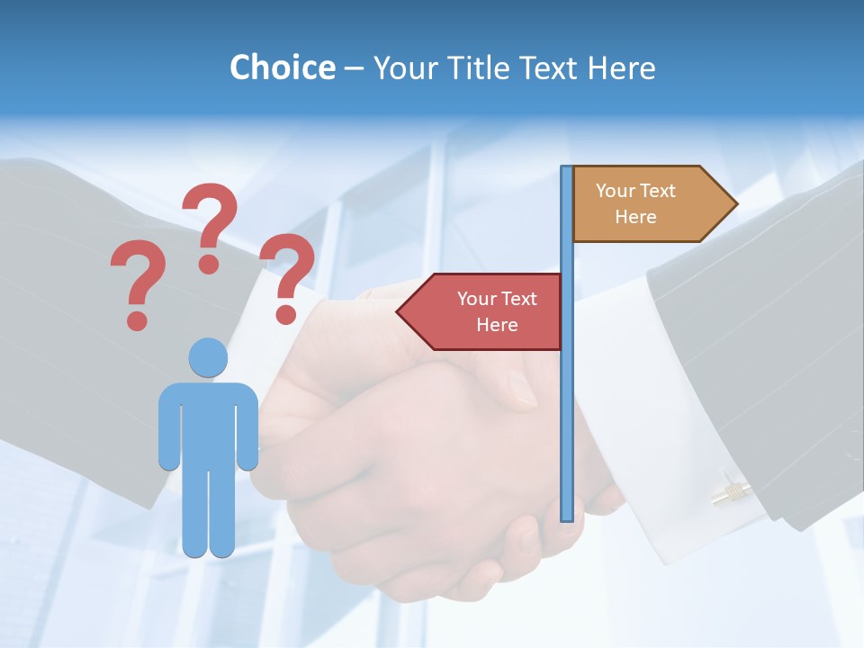 Image Of Businesspeople Handshake On The Background Of Office Building PowerPoint Template