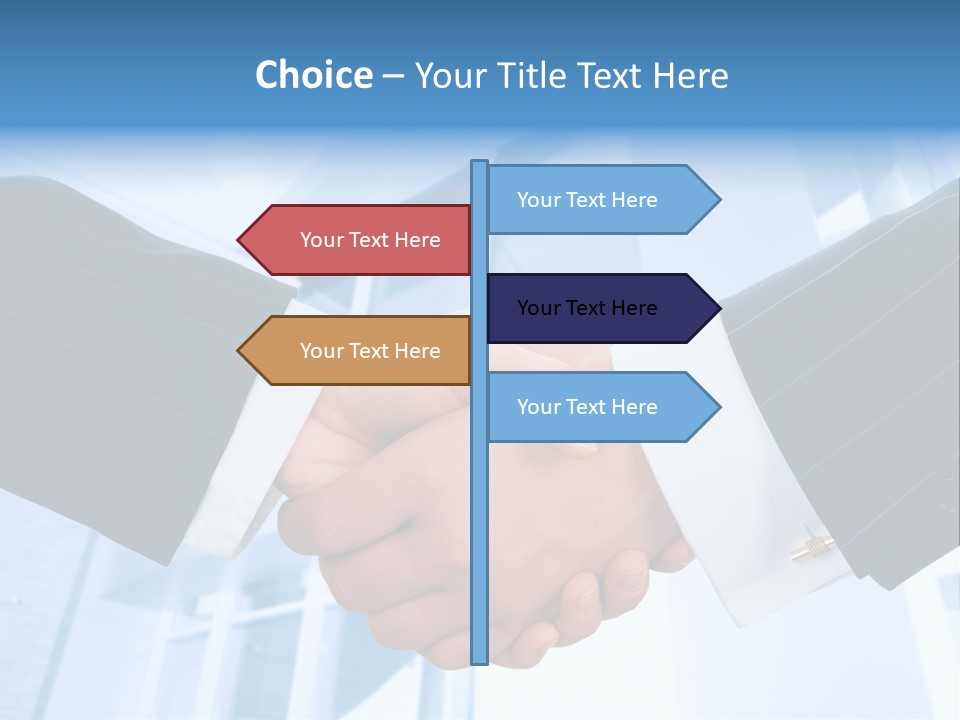 Image Of Businesspeople Handshake On The Background Of Office Building PowerPoint Template