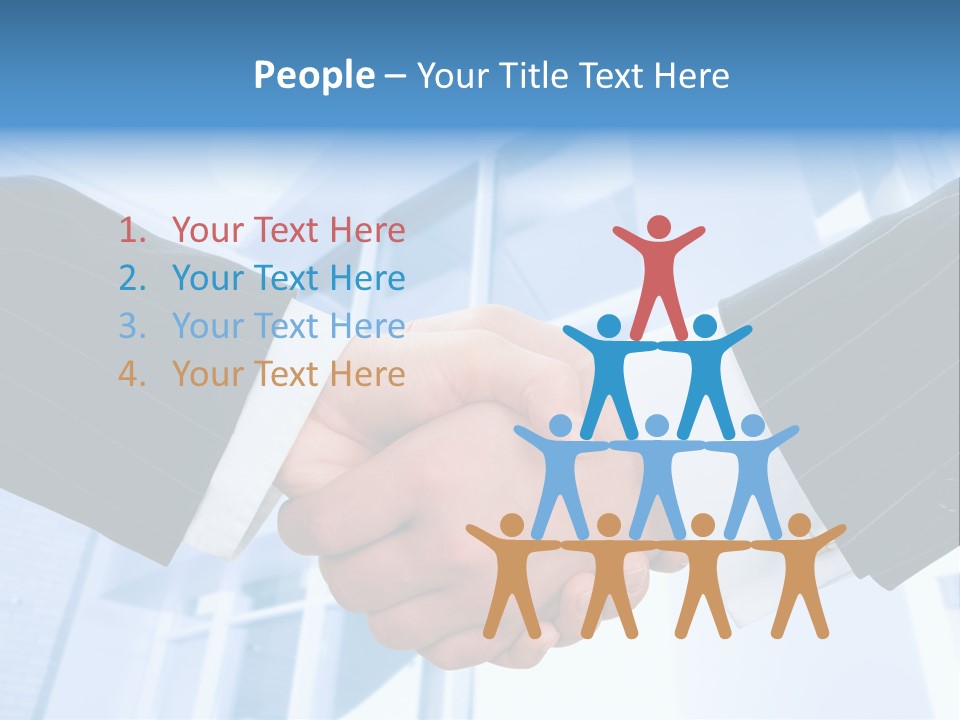 Image Of Businesspeople Handshake On The Background Of Office Building PowerPoint Template