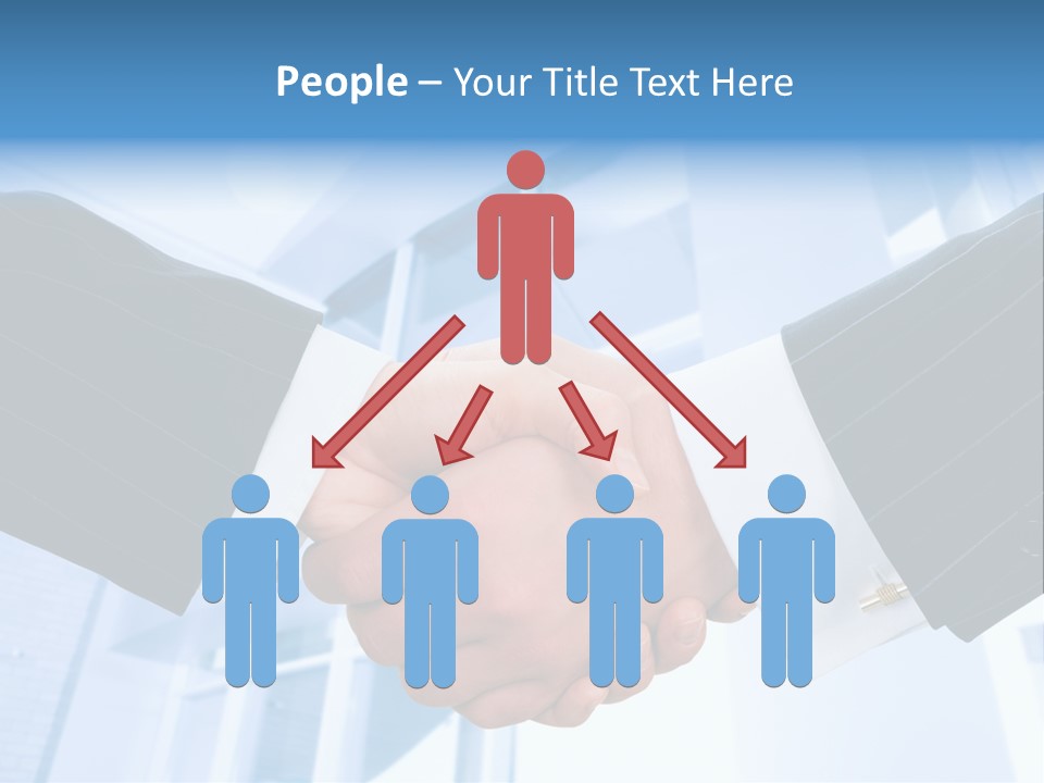 Image Of Businesspeople Handshake On The Background Of Office Building PowerPoint Template