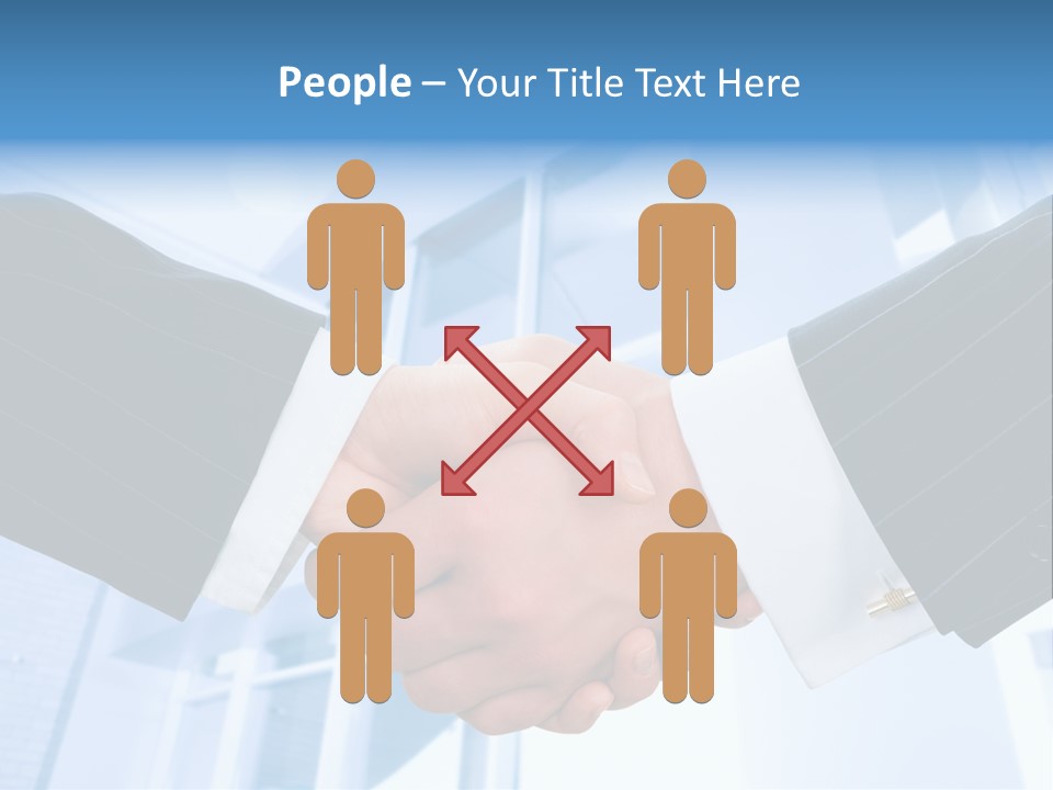 Image Of Businesspeople Handshake On The Background Of Office Building PowerPoint Template