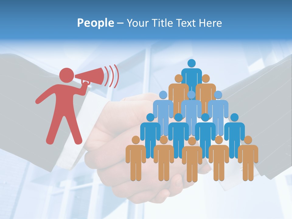 Image Of Businesspeople Handshake On The Background Of Office Building PowerPoint Template