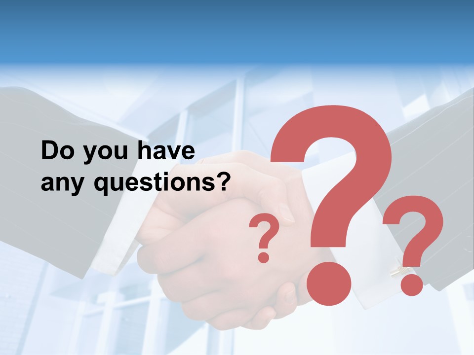 Image Of Businesspeople Handshake On The Background Of Office Building PowerPoint Template