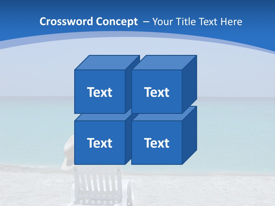 Empty Tropical Beach Chair With Hat At Shoreline In The Caribbean PowerPoint Template