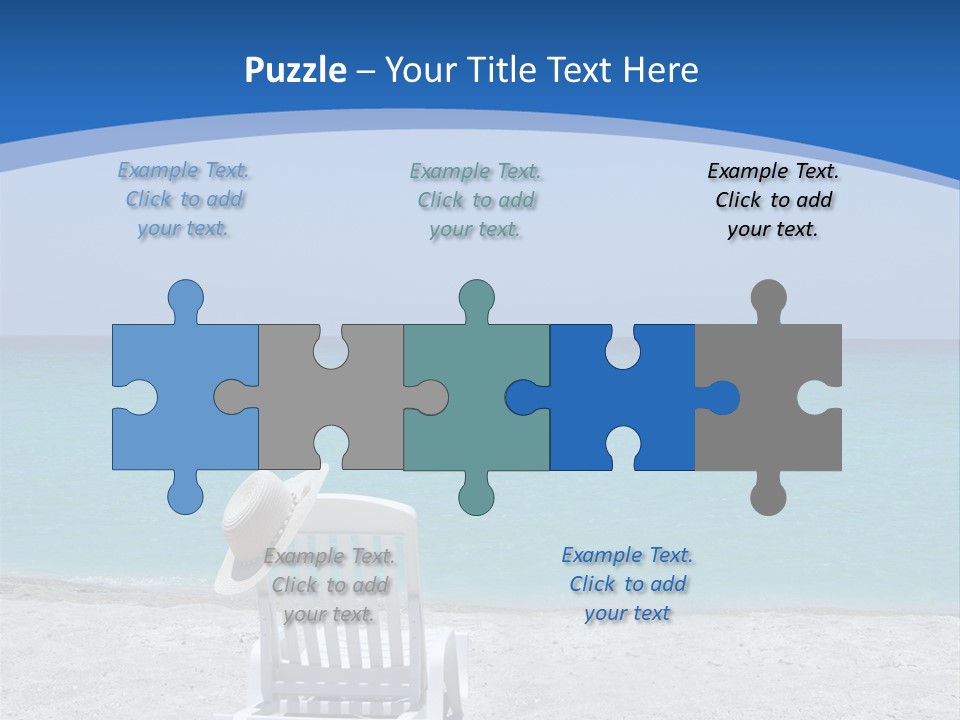 Empty Tropical Beach Chair With Hat At Shoreline In The Caribbean PowerPoint Template