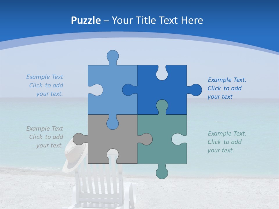 Empty Tropical Beach Chair With Hat At Shoreline In The Caribbean PowerPoint Template