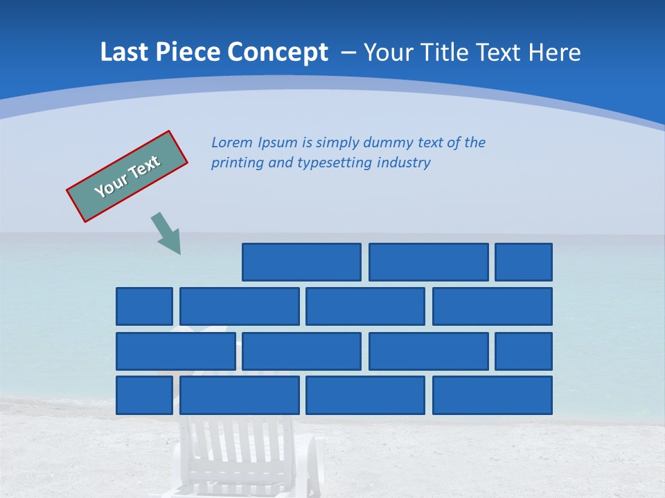 Empty Tropical Beach Chair With Hat At Shoreline In The Caribbean PowerPoint Template