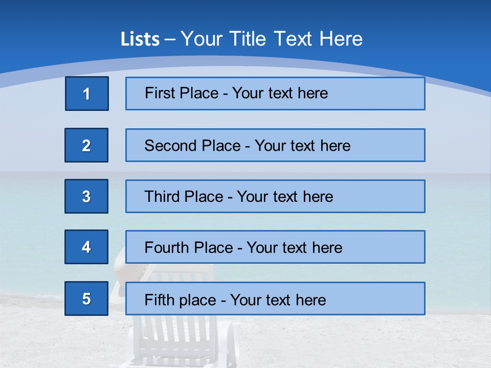 Empty Tropical Beach Chair With Hat At Shoreline In The Caribbean PowerPoint Template