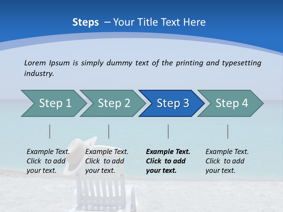 Empty Tropical Beach Chair With Hat At Shoreline In The Caribbean PowerPoint Template