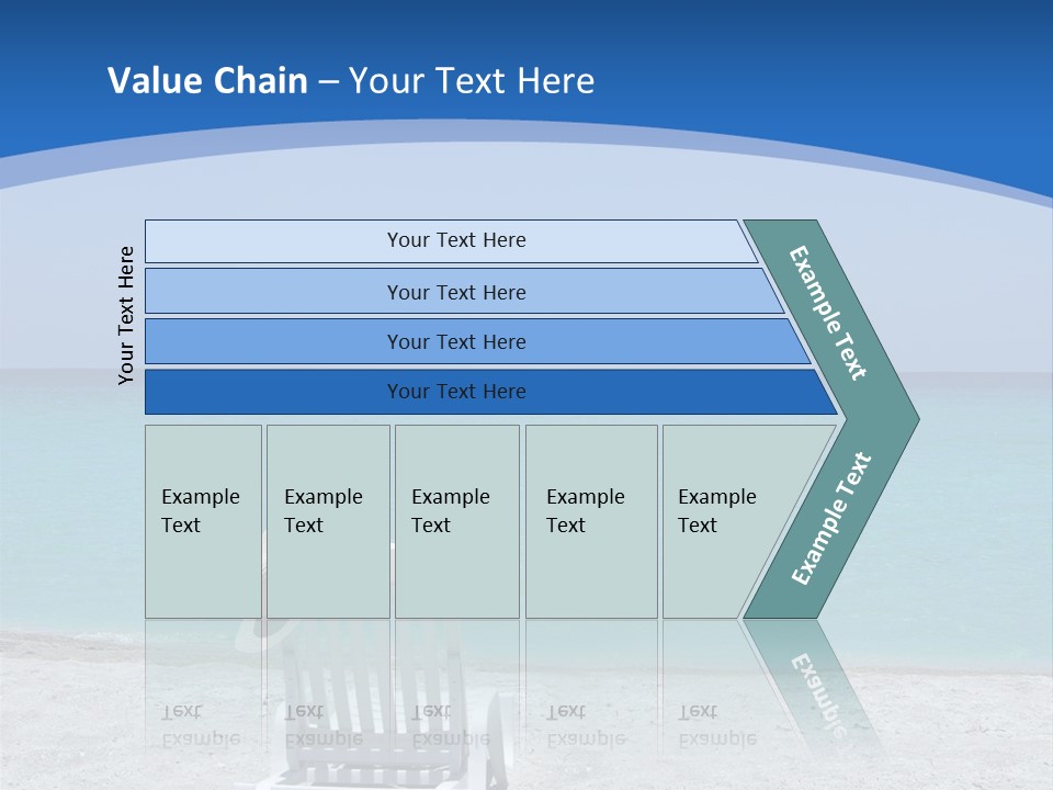 Empty Tropical Beach Chair With Hat At Shoreline In The Caribbean PowerPoint Template