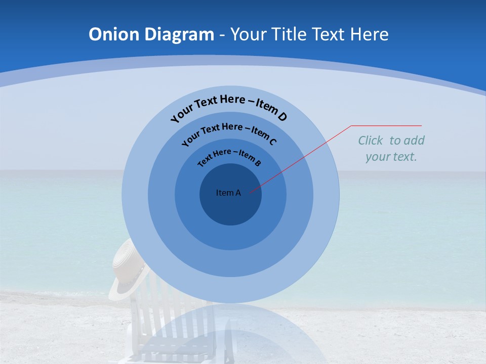 Empty Tropical Beach Chair With Hat At Shoreline In The Caribbean PowerPoint Template