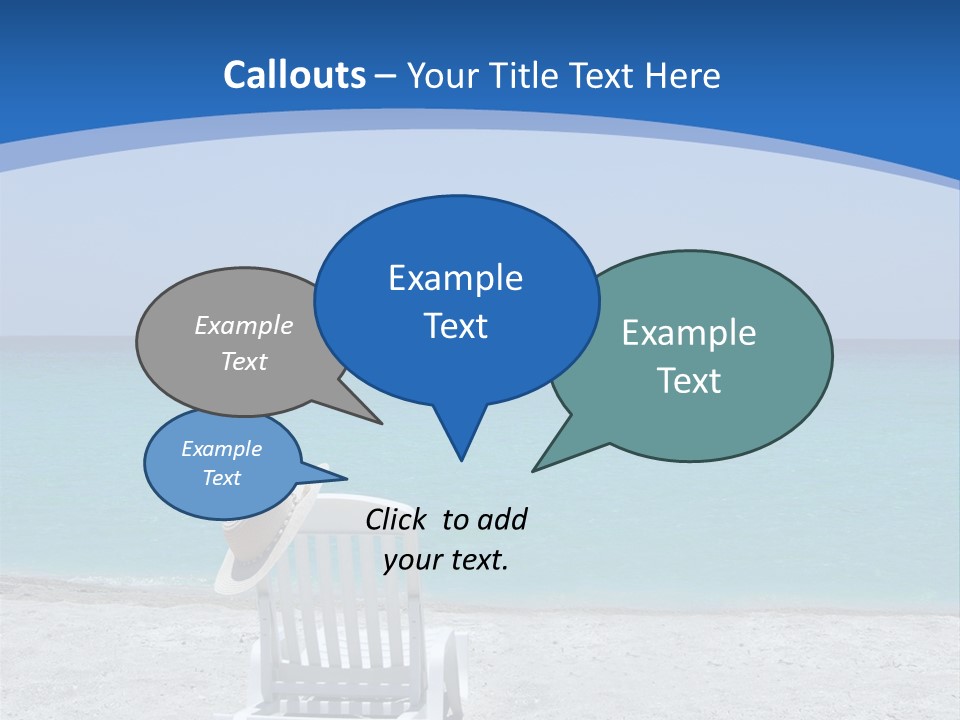 Empty Tropical Beach Chair With Hat At Shoreline In The Caribbean PowerPoint Template